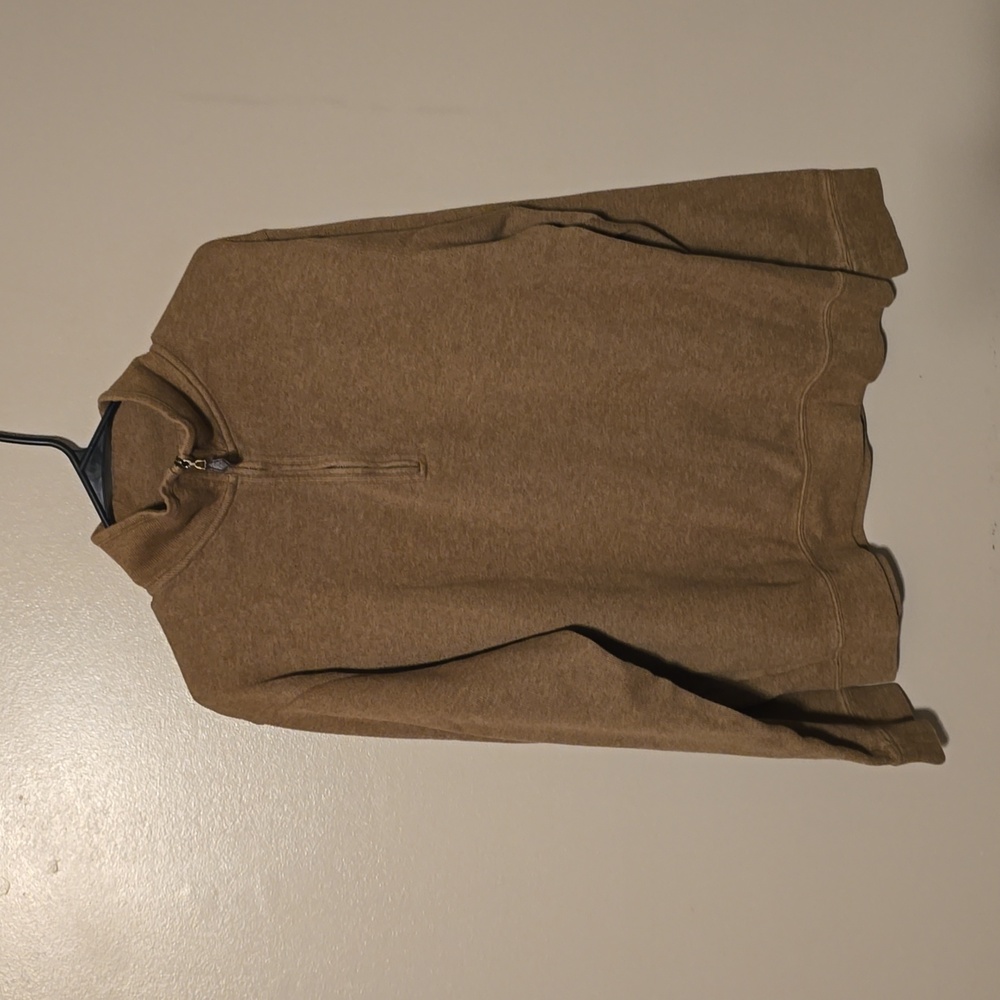 Brooks Brothers Sweater Mens Medium‎ Brown Quarter Zip Cotton Distressed 346